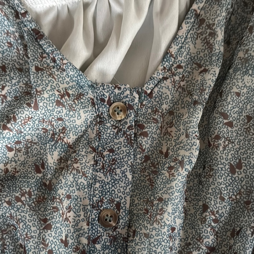 Bohme Floral Maxi Dress in Light Blue/Green With Lining - Picture 12 of 13
